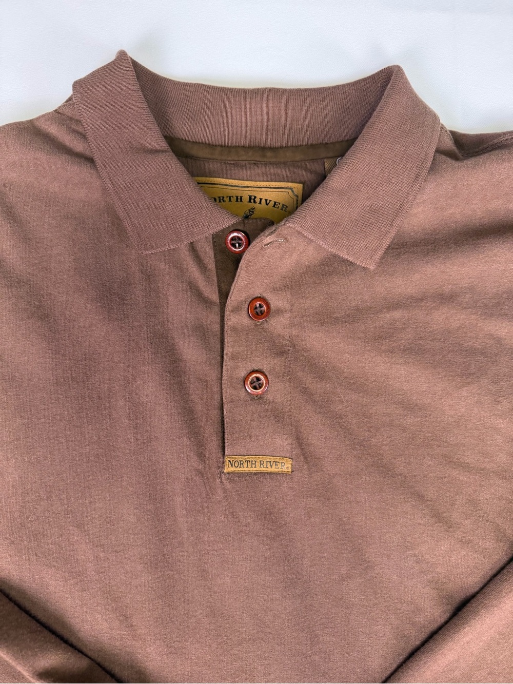 North River Outfitters XL Long Sleeve Quality  Polo Shirt - Brown - Picture 5 of 15